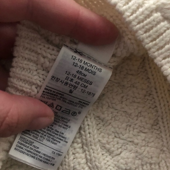 Gap 12-18 Month Cream Cable Knit Beanie - Picture 4 of 4